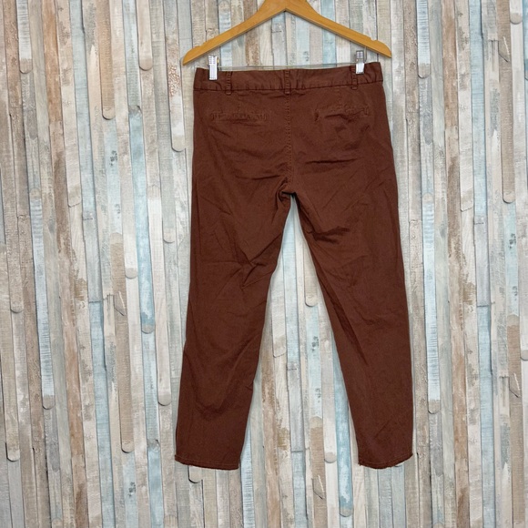 Nili Lotan 4 Rust Brown East Hampton Pants Slim Fit Ankle Trouser Raw Hem $345 - Picture 5 of 12